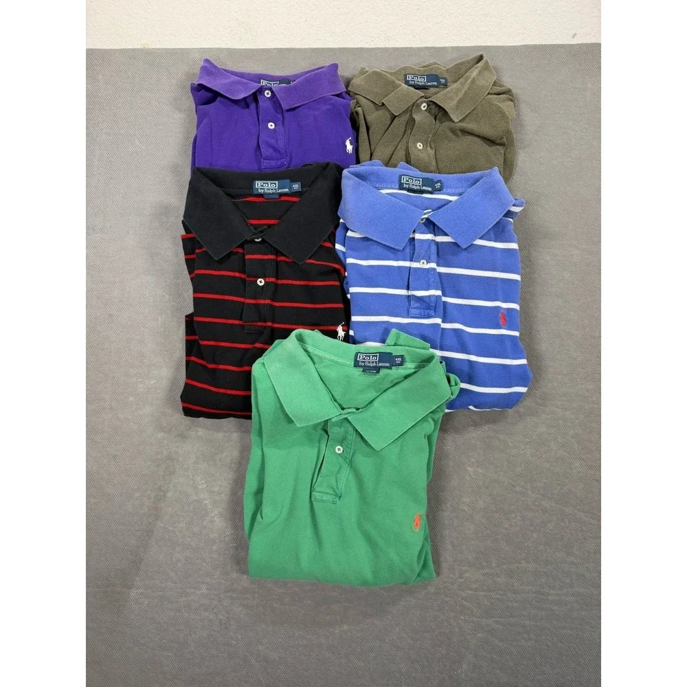 Polo Ralph Lauren Mens Polo Shirts Lot of 5 4XL Big Solid Striped Cotton Pique